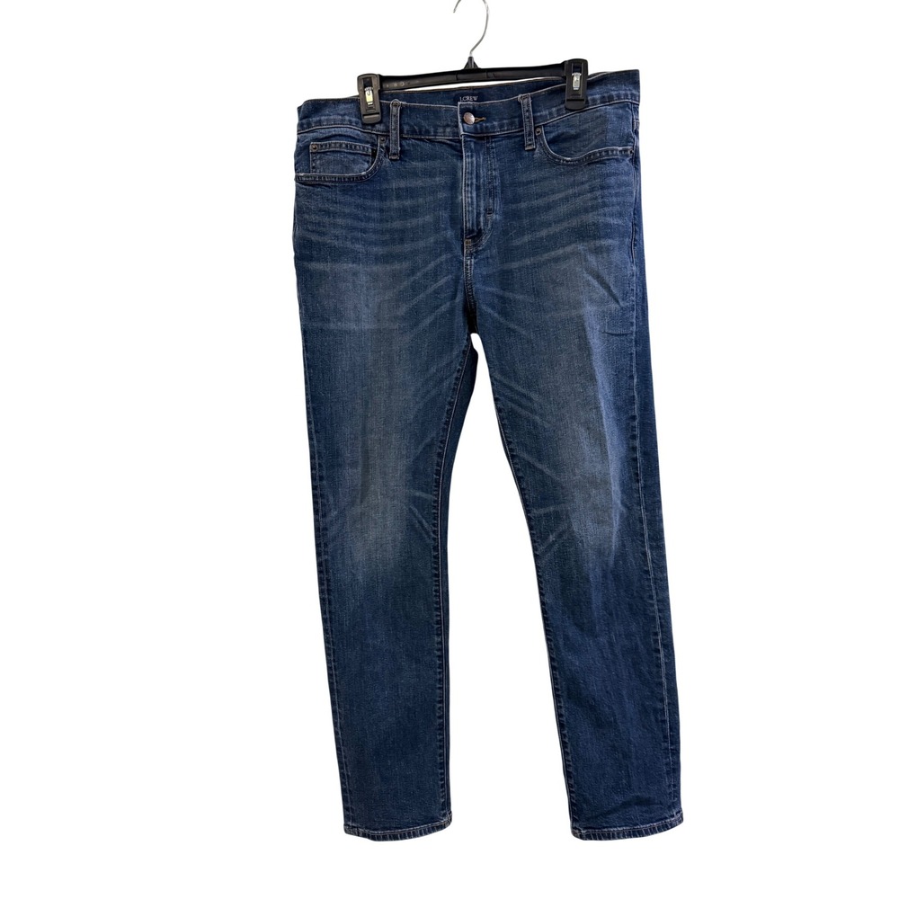 J.Crew Flex Mens Straight Leg Jeans Medium Wash Blue 34x32 Stretch Denim